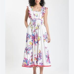 Garrie B ANGIE WATERFALL MIDI DRESS Multi color